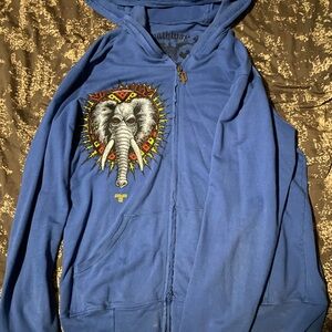 Blue Hoodie with Elephant Graphic